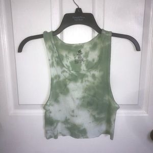 Green Hand Dyed Cropped Tank